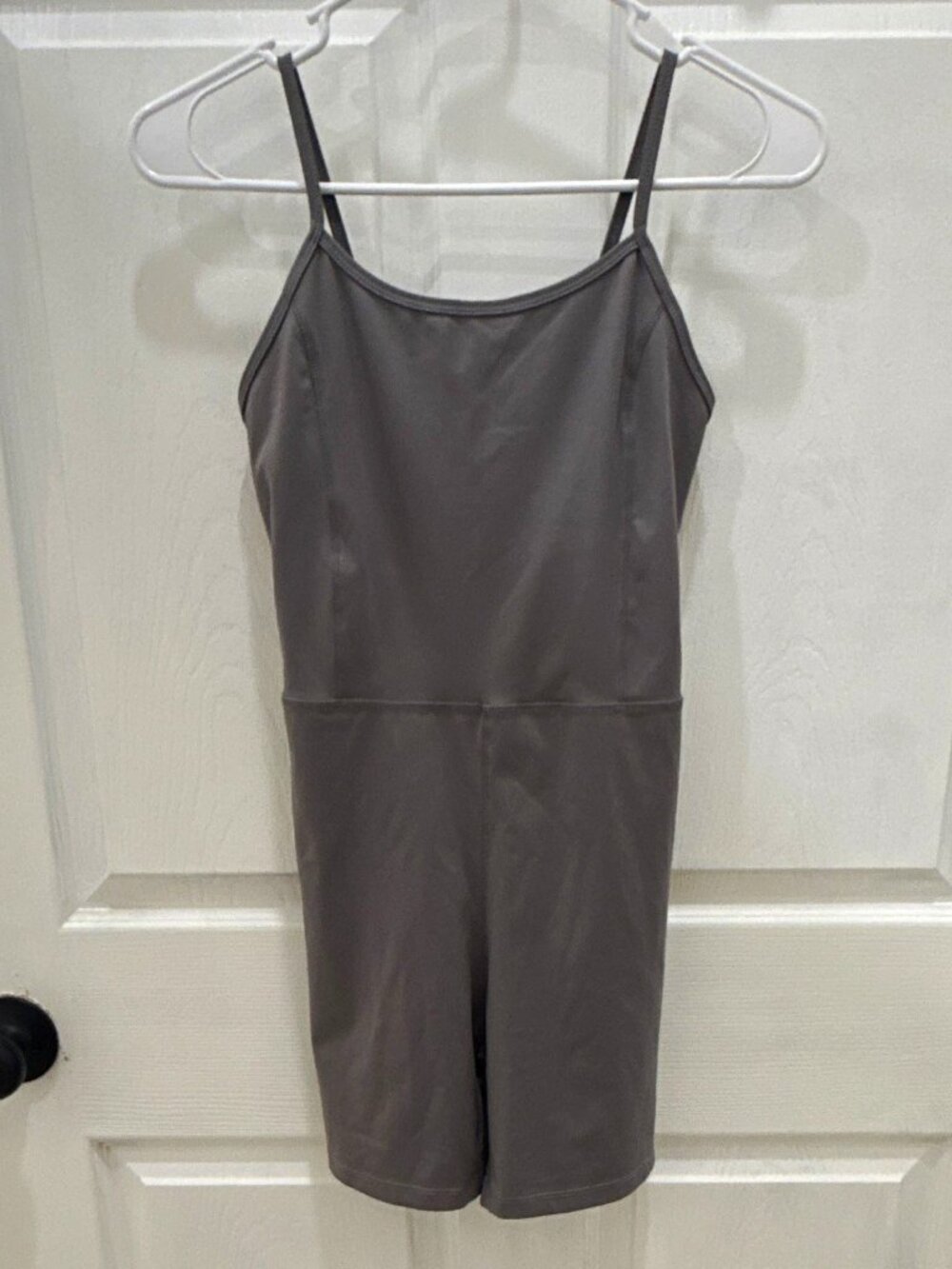 Embrace Your Love Gray Square Neck Strappy Stretch Romper M Polyester Blend